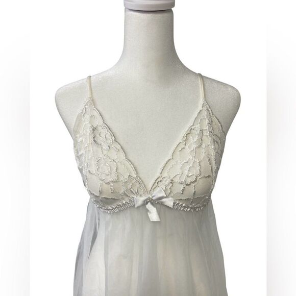 Frederick's Of Hollywood Babydoll Nightie Sheer White Bridal Coquette Medium - Picture 3 of 9